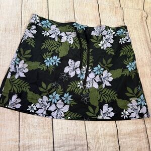 Speedo Women's Black Green Tropical Floral Print Skort Size XL